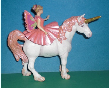rosa Elfe auf Einhorn
