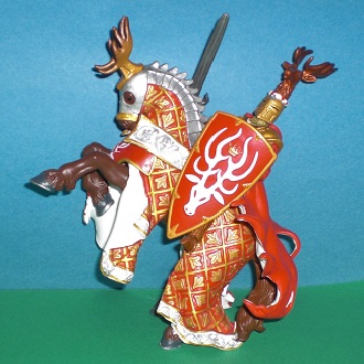 Waffenmeister mit Schwert Hirsch weiss auf rot