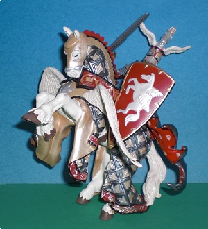 Waffenmeister mit Schwert Pegasus weiss auf rot