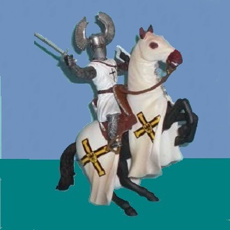 Ritter mit Schwert weiss mit goldenem Kreuz