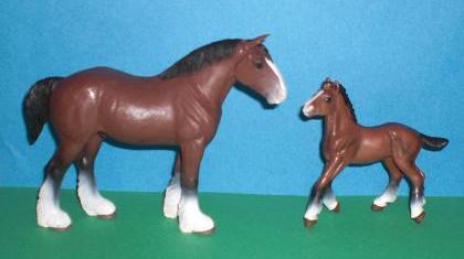 Clydesdale Stute und Fohlen