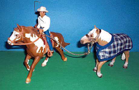 Cowboyset mit Pinto und Handpferd Palomino