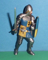 Fusssoldat mit Schwert gelb blau mit Löwe