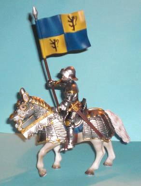 Ritter mit Flagge gelb blau mit Löwe