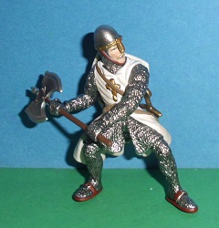 Ritter mit Streitaxt weiss mit goldenem Kreuz
